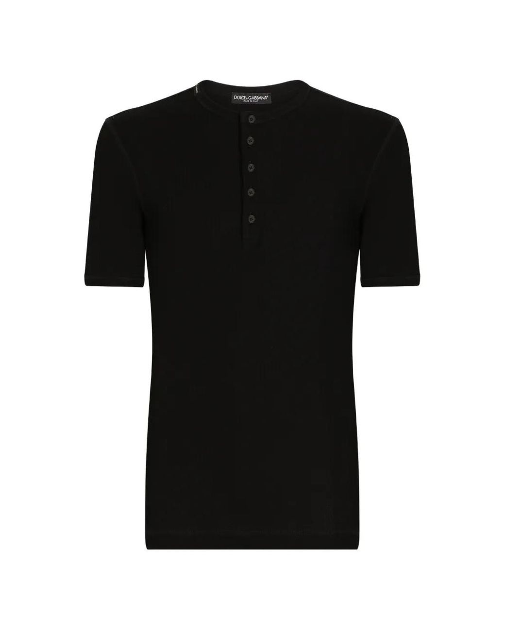 Dolce & Gabbana Black Fine-Rib Cotton T-Shirt for men