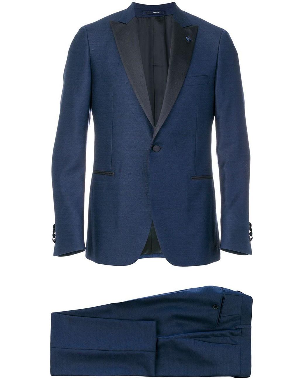 Lardini Wool Contrast Lapel Suit in Blue for Men - Lyst