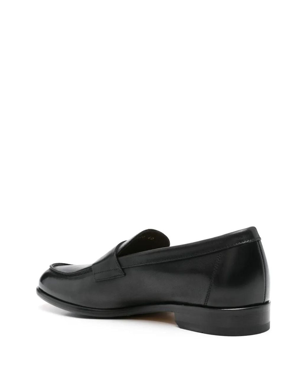 Doucal's Black Leather Loafers for men