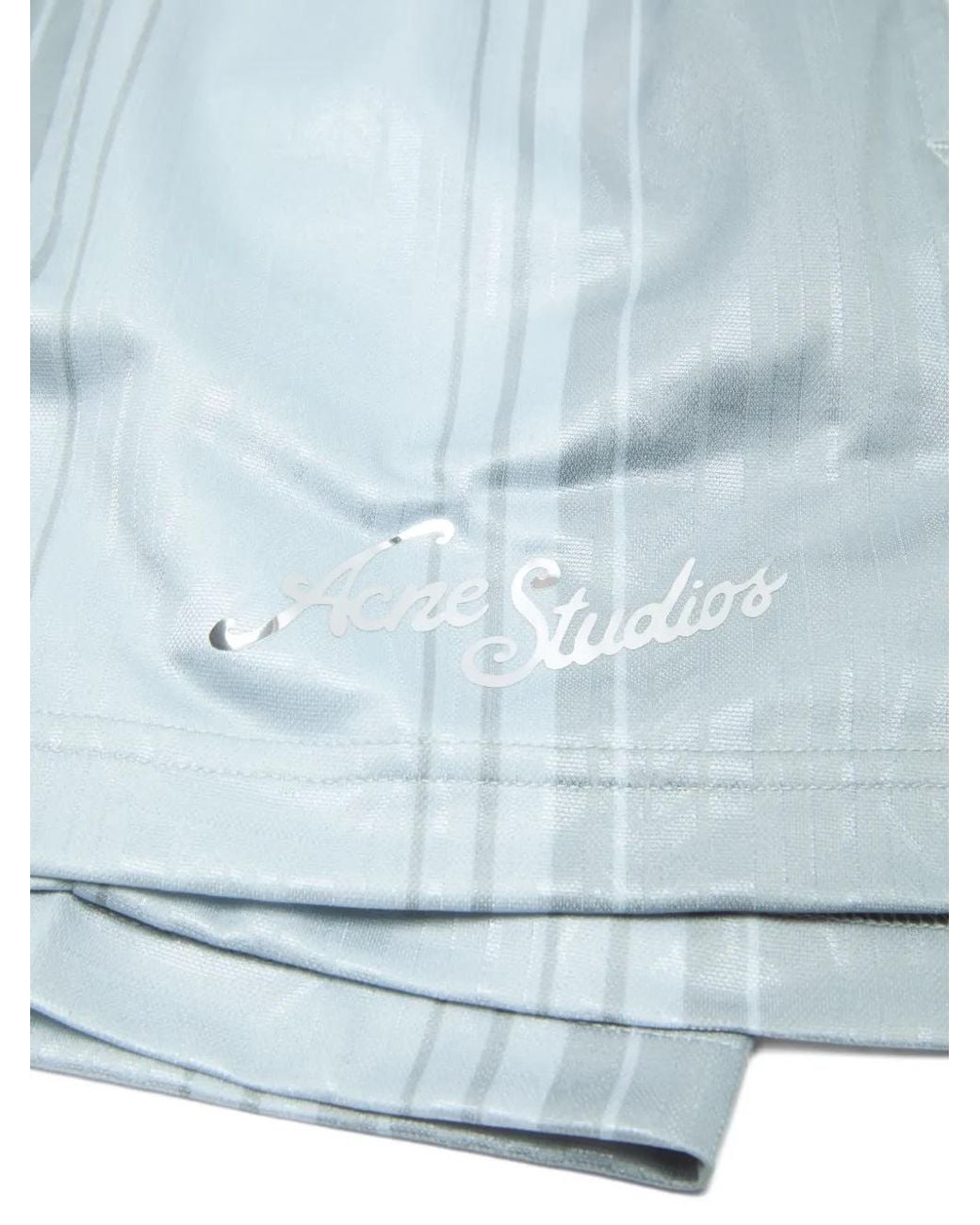 Acne Blue Striped Logo Shorts for men