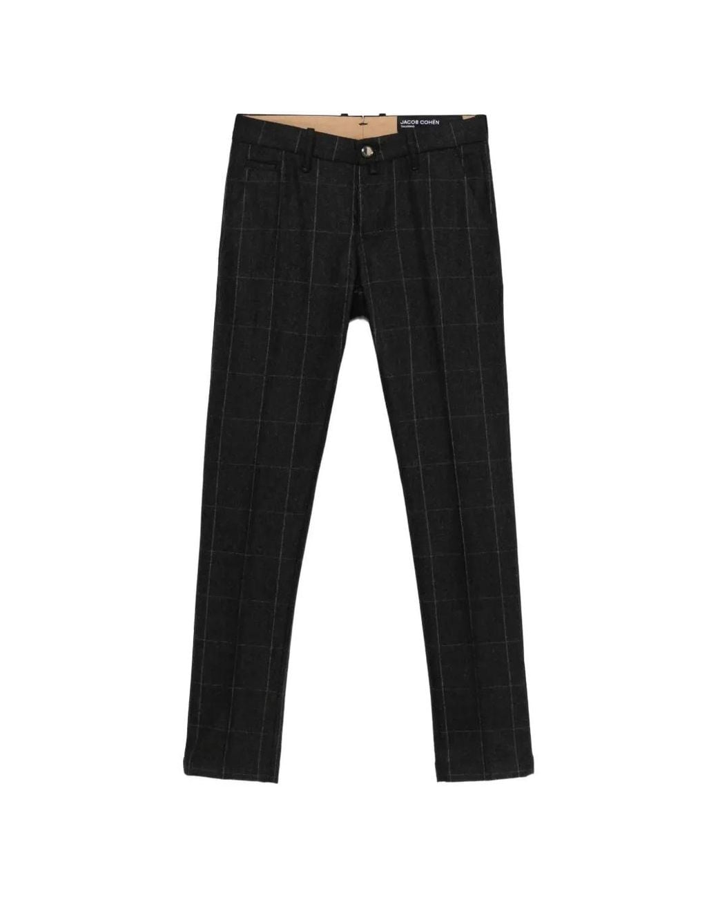 Jacob Cohen Black Check-Pattern Tailored Trousers for men