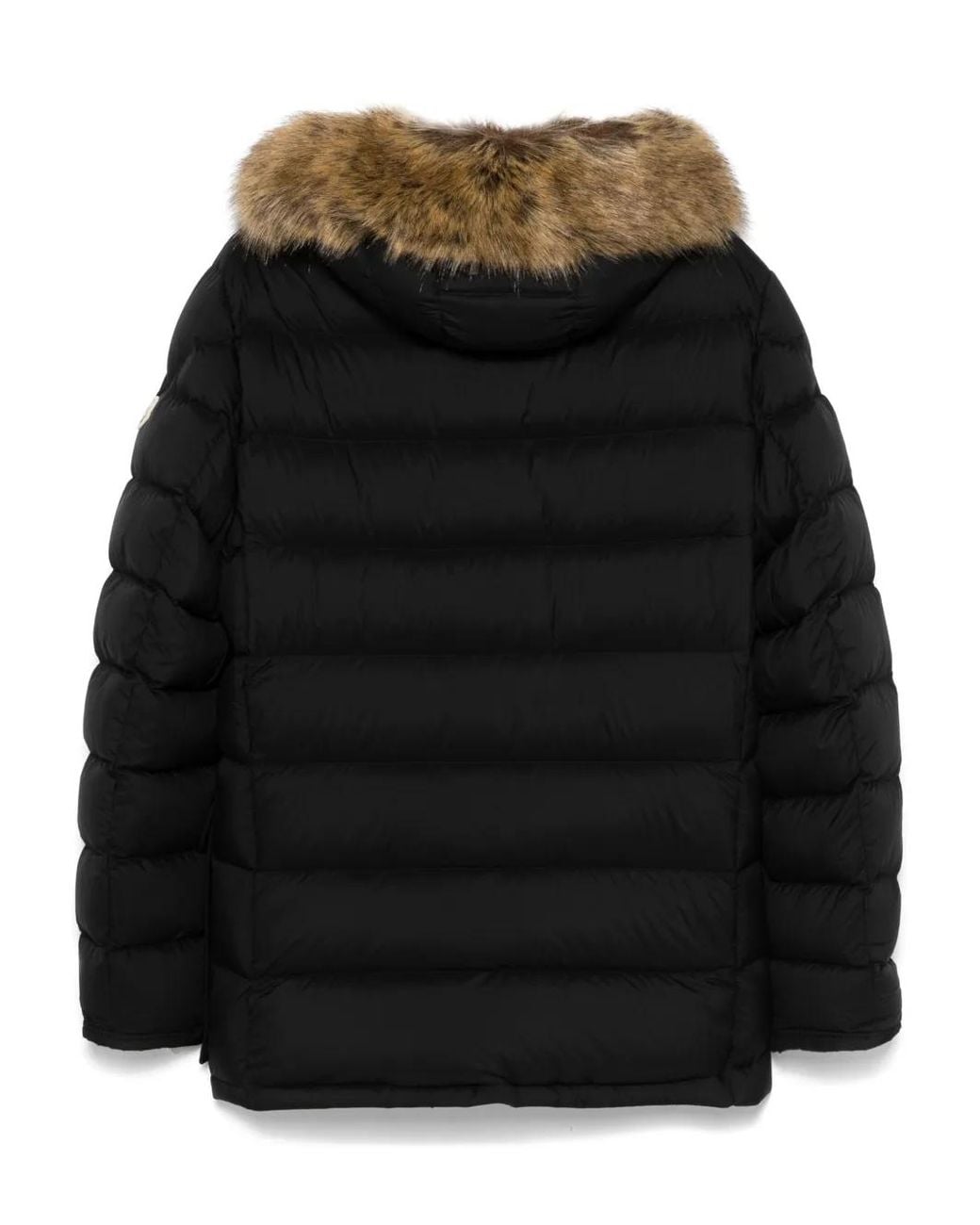 Moncler Black Faux-Fur-Trim Padded Jacket for men