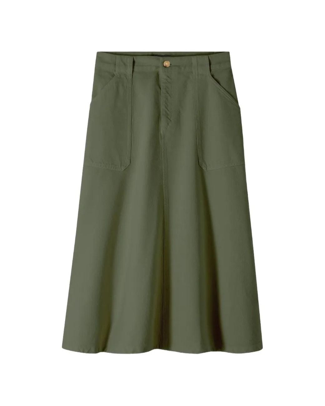 A.P.C. Green Patch-Pocket A-Line Midi Skirt