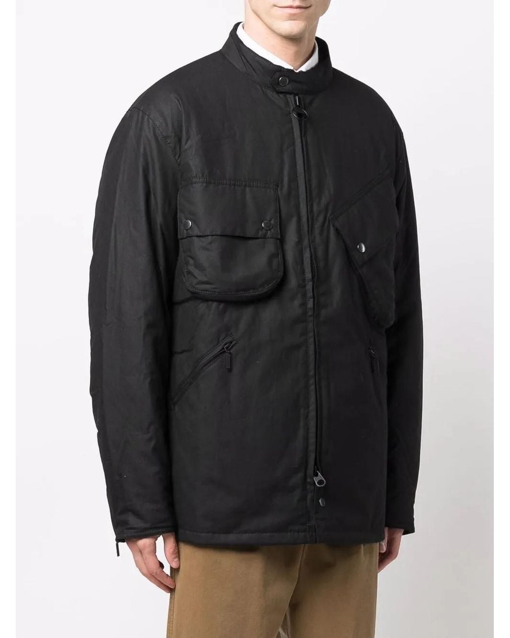 Barbour Black Multi-Pocket Zip-Up Jacket for men