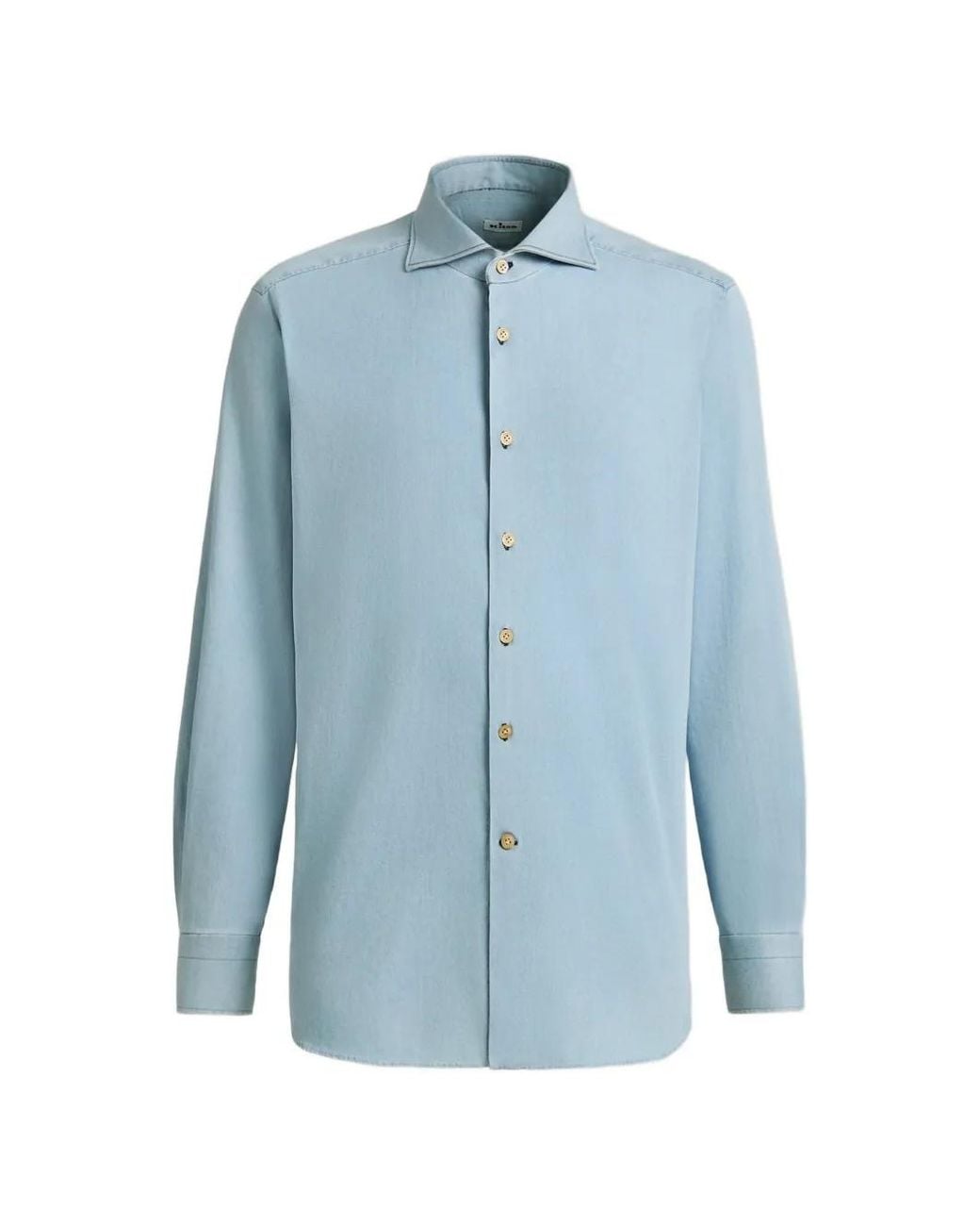 Kiton Blue Spread-Collar Shirt for men