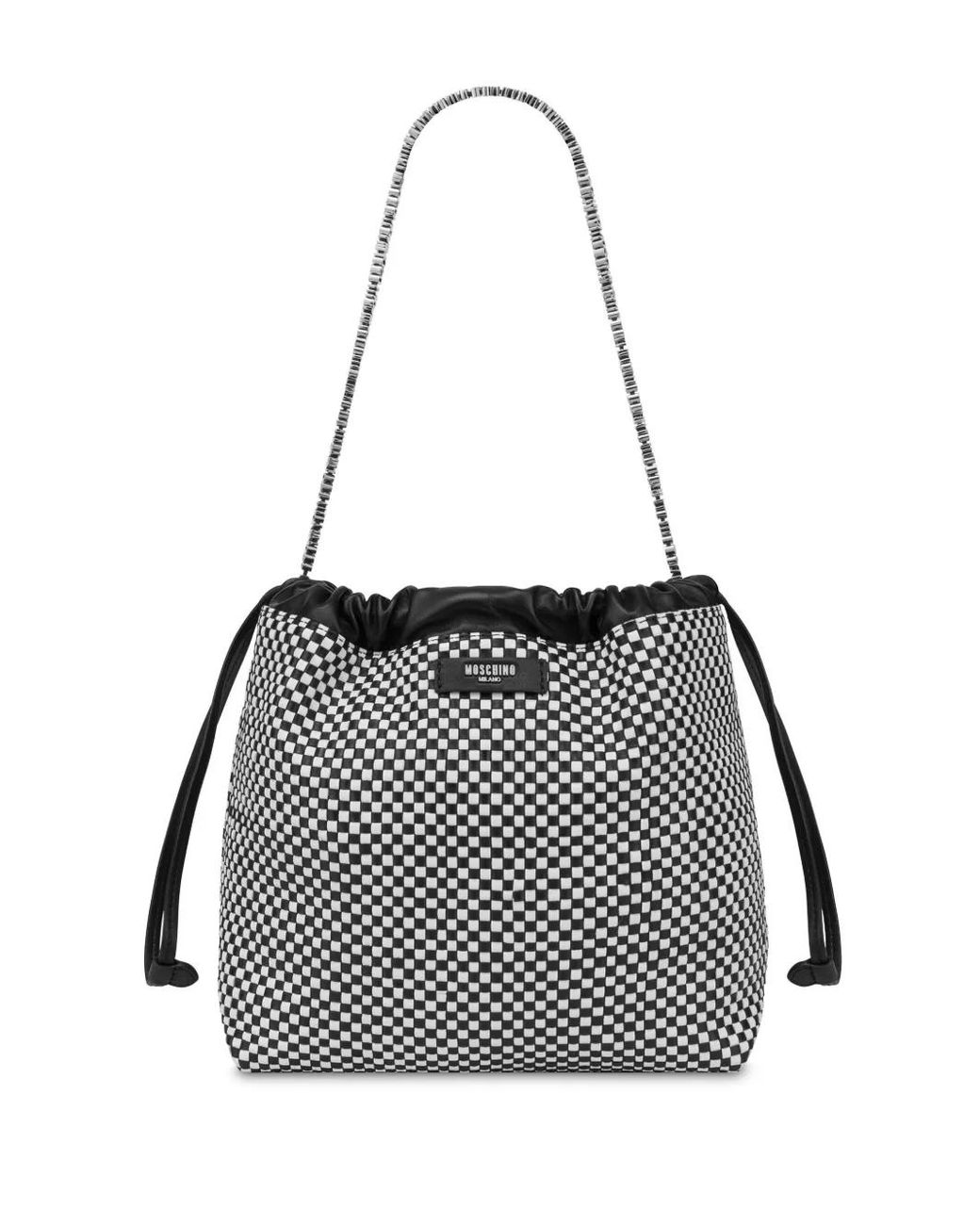 Moschino Black Schultertasche Mit Logo-Patch