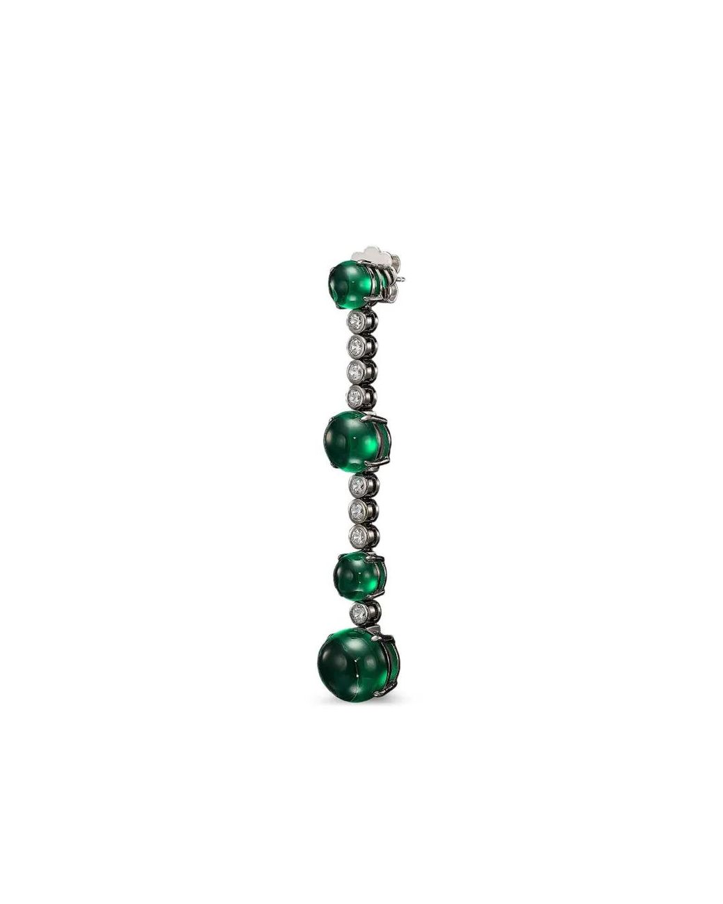 Anabela Chan White 14K And Rhodium Vermeil Dusk & Dawn Morse Code Emerald And Diamond Earrings