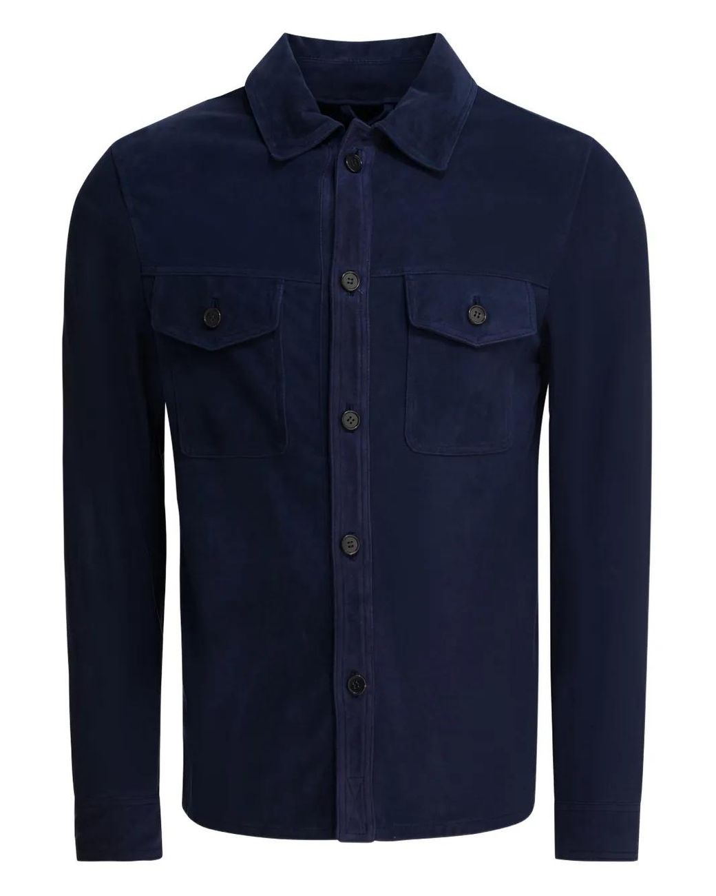 Altum Blue Flap-Pocket Suede Jacket for men
