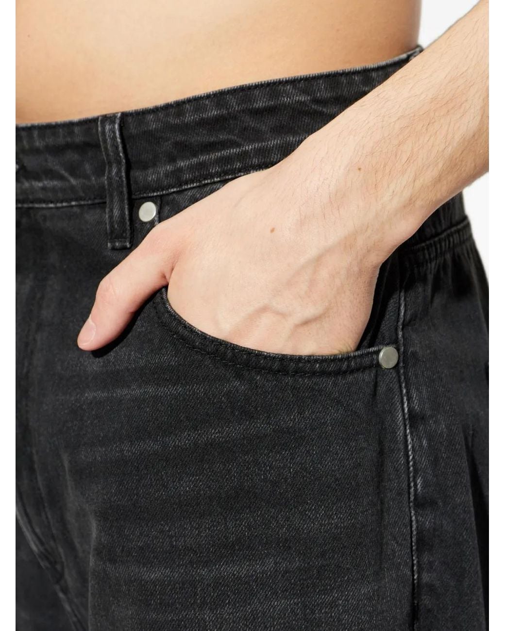 44 Label Group Black Panelled Riveted Trousers for men