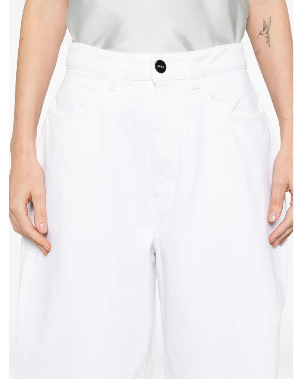 Rohe White Curved Wide-Leg Jeans