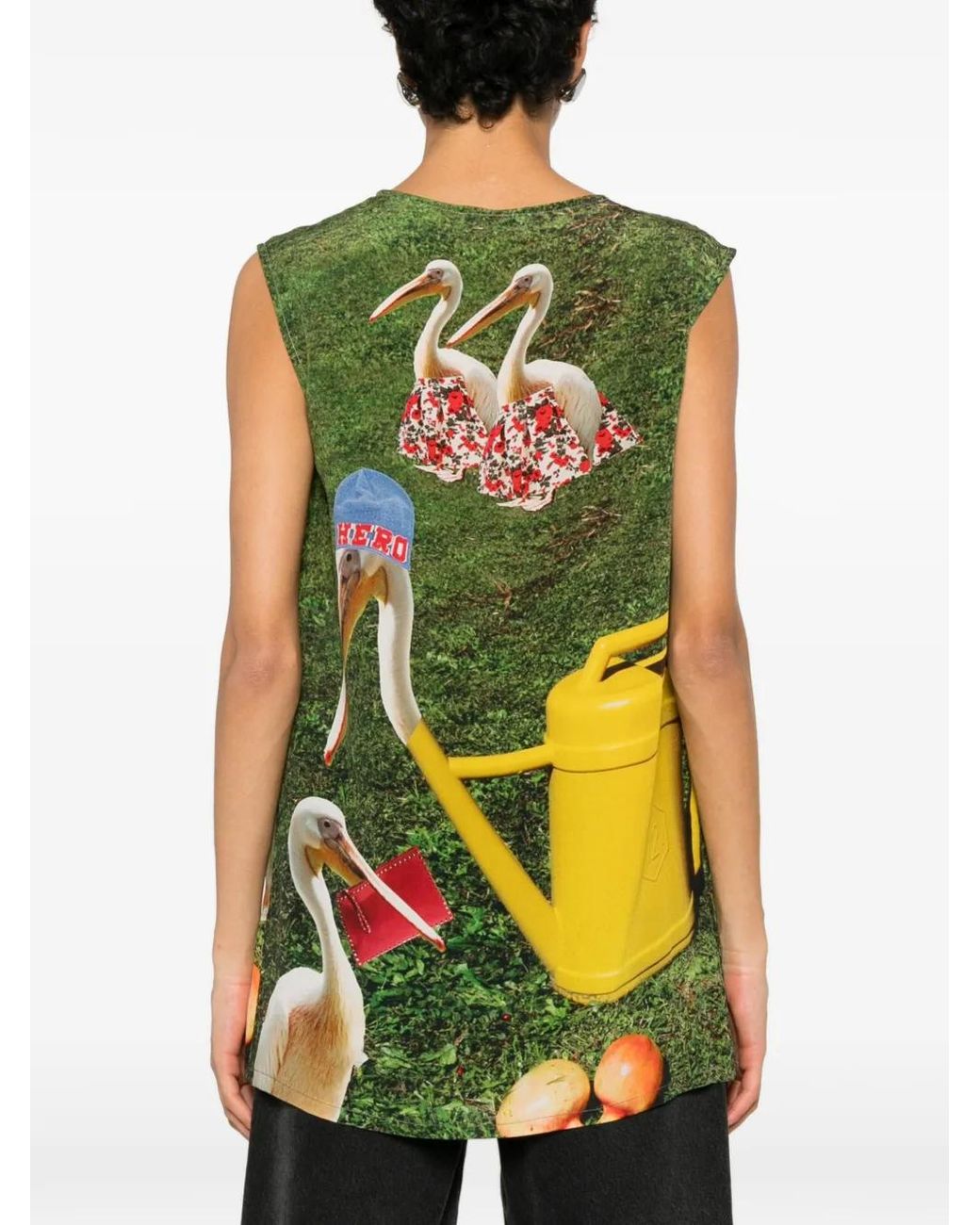 The Artistylist Green Graphic-Print Sleeveless Top
