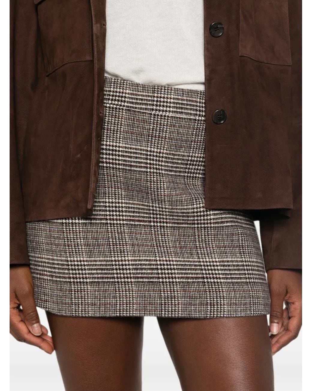 Ermanno Scervino Gray Check-Pattern Mini Skirt