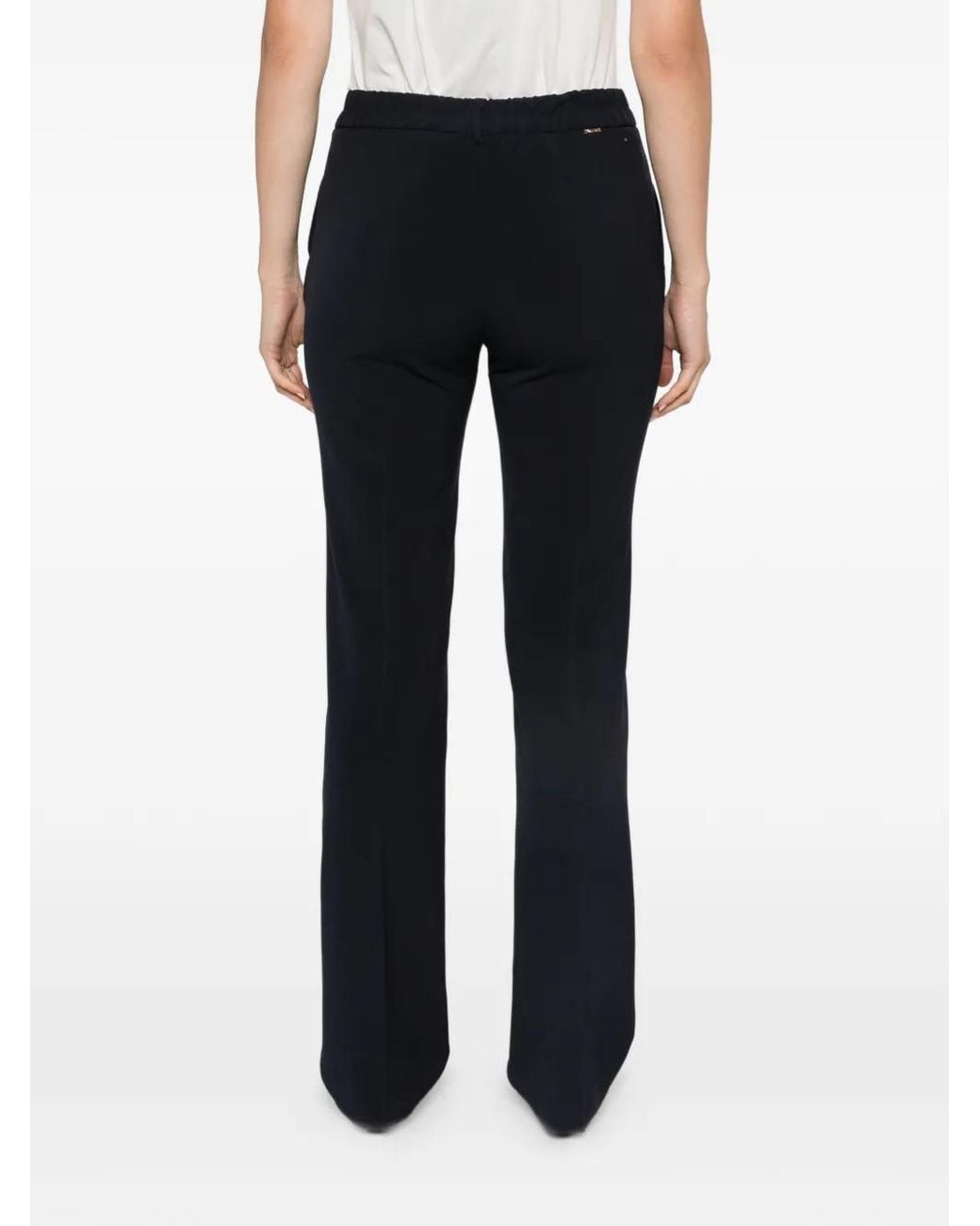 Twinset Blue Logo-Plaque Straight-Leg Trousers