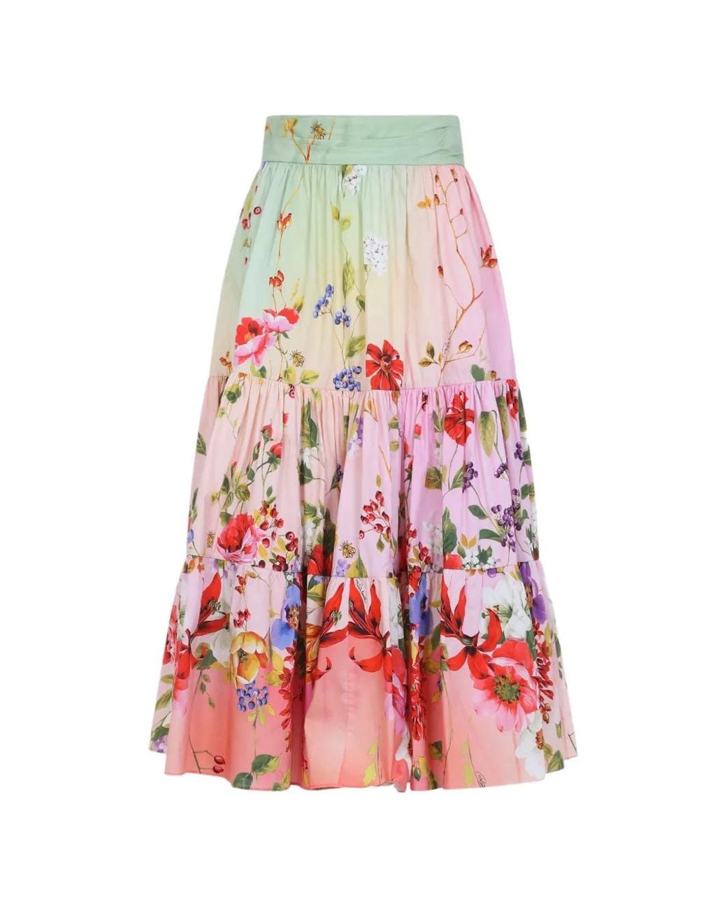 Roberto Cavalli Floral-Print Tiered Skirt