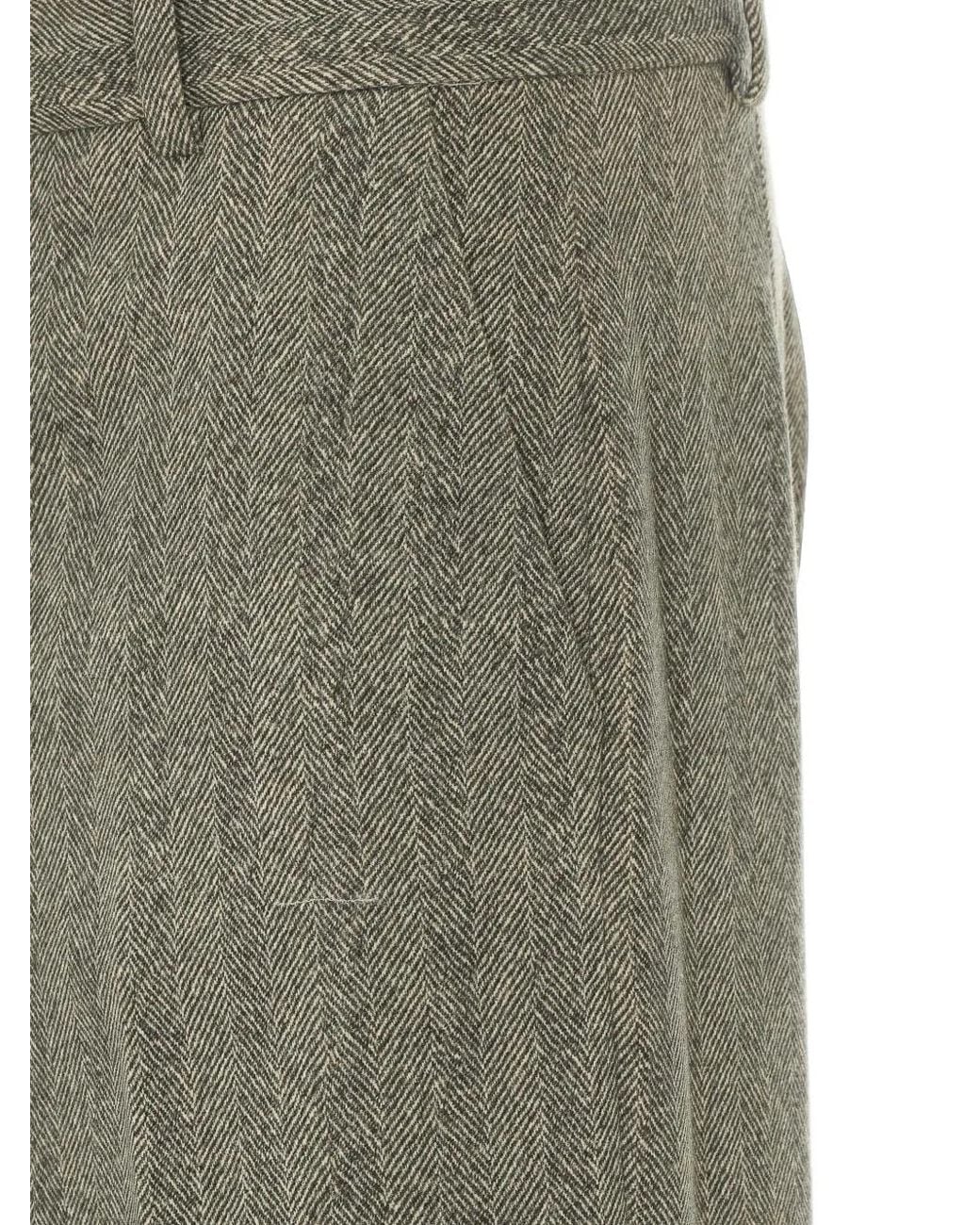 Circolo 1901 Gray Herringbone-Pattern Tailored Trousers