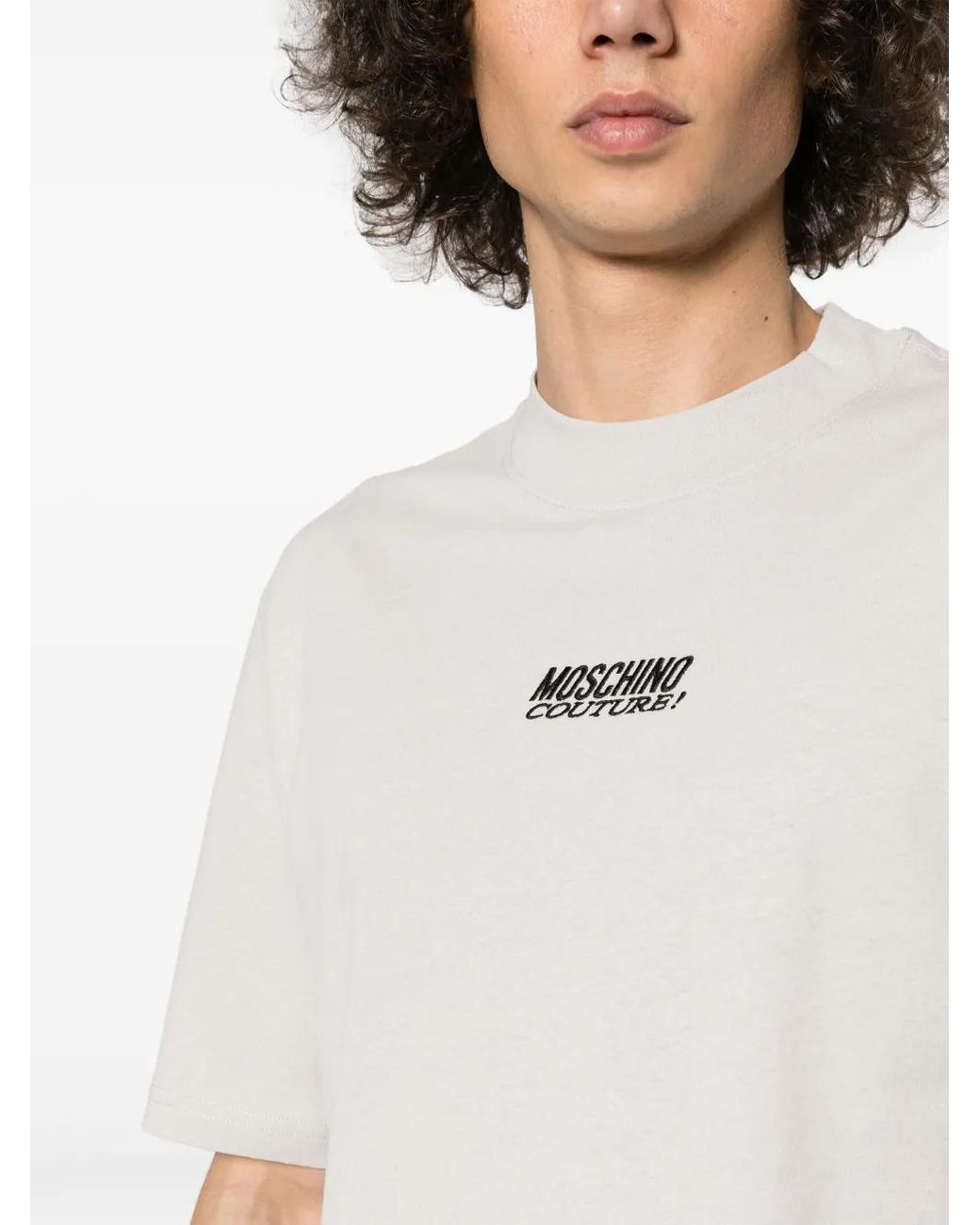 Moschino White Logo-Print Cotton T-Shirt for men
