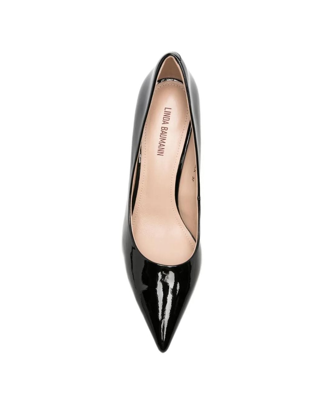 Linda Baumann Black Patent-Finish Pointed-Toe Pumps