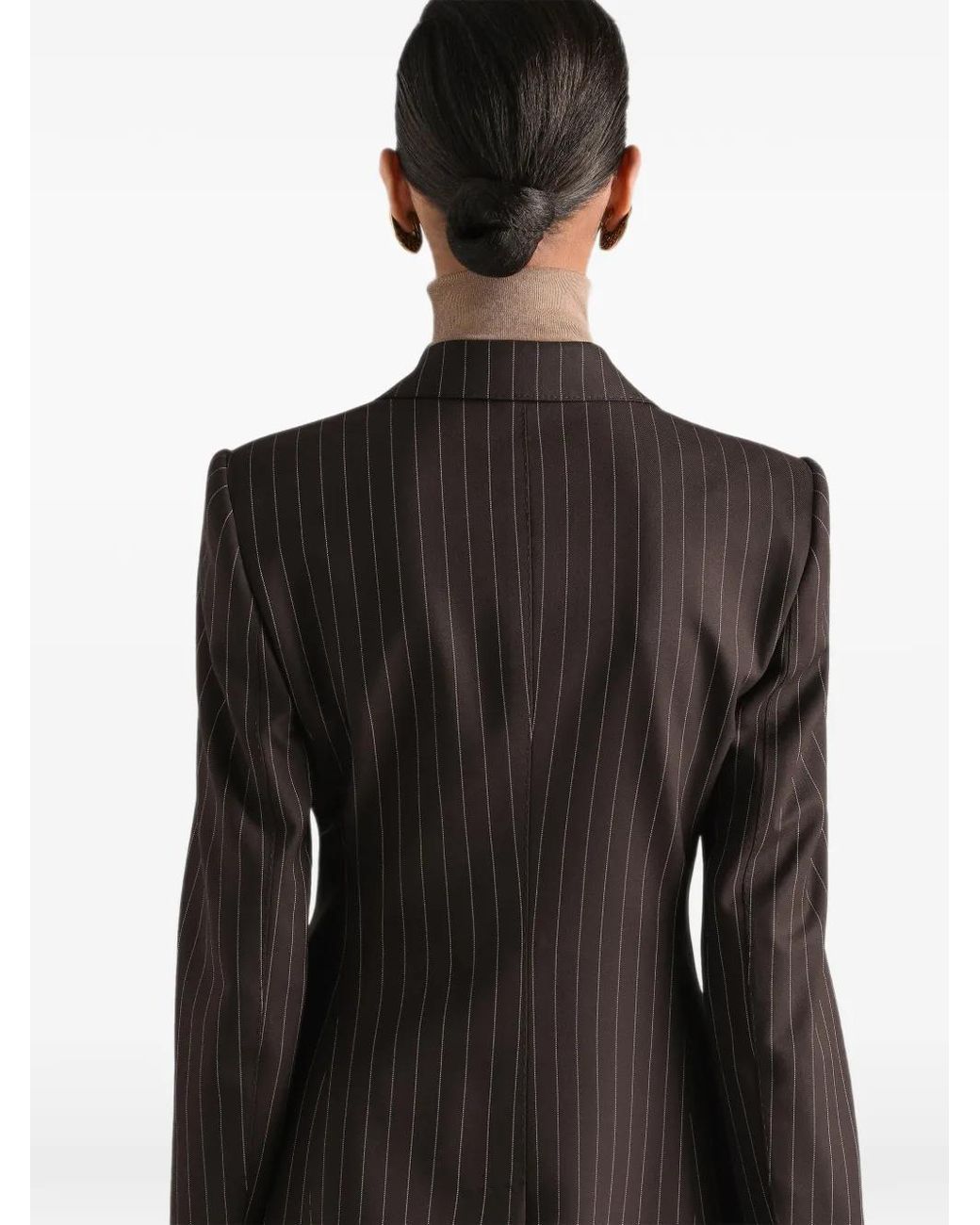 Dolce & Gabbana Black Dolce & Gabbana Double-Breasted Pinstripe Turlingon Blazer