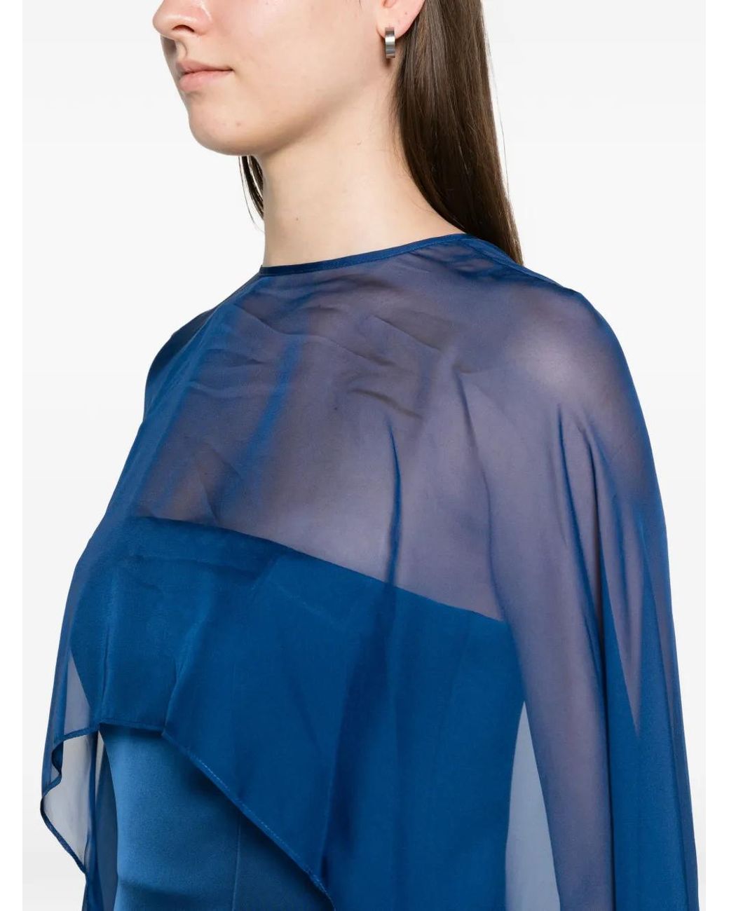 Jonathan Simkhai Blue Fiora Organza Cape Gown