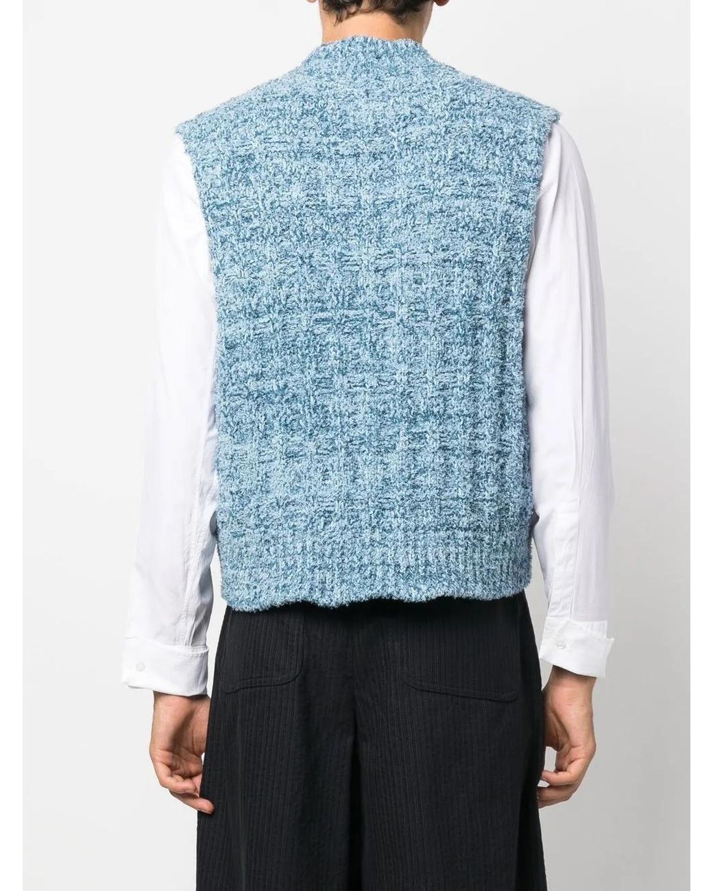 Maison Margiela Blue Bouclé Knitted Vest