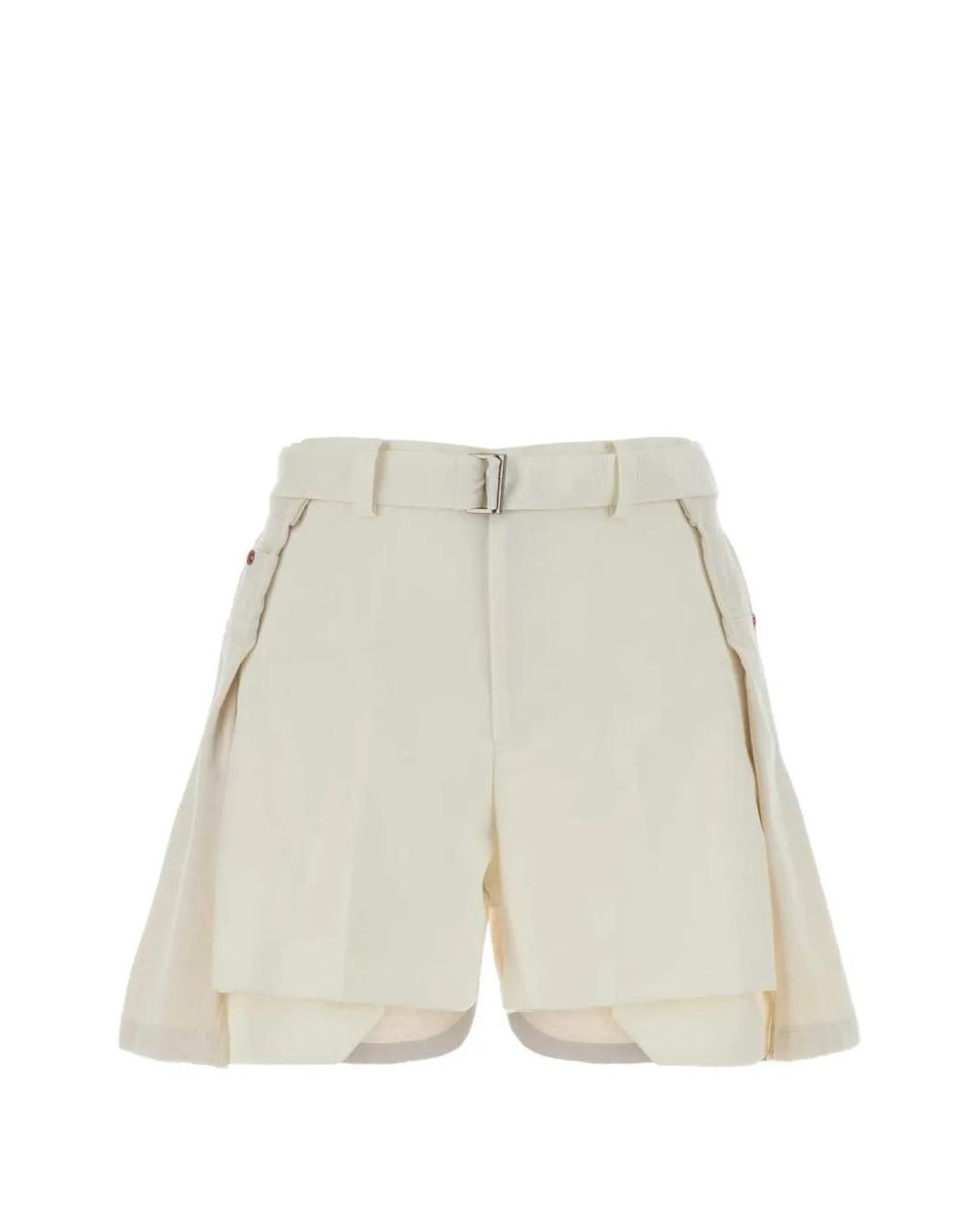 Sacai White Belted Denim Shorts