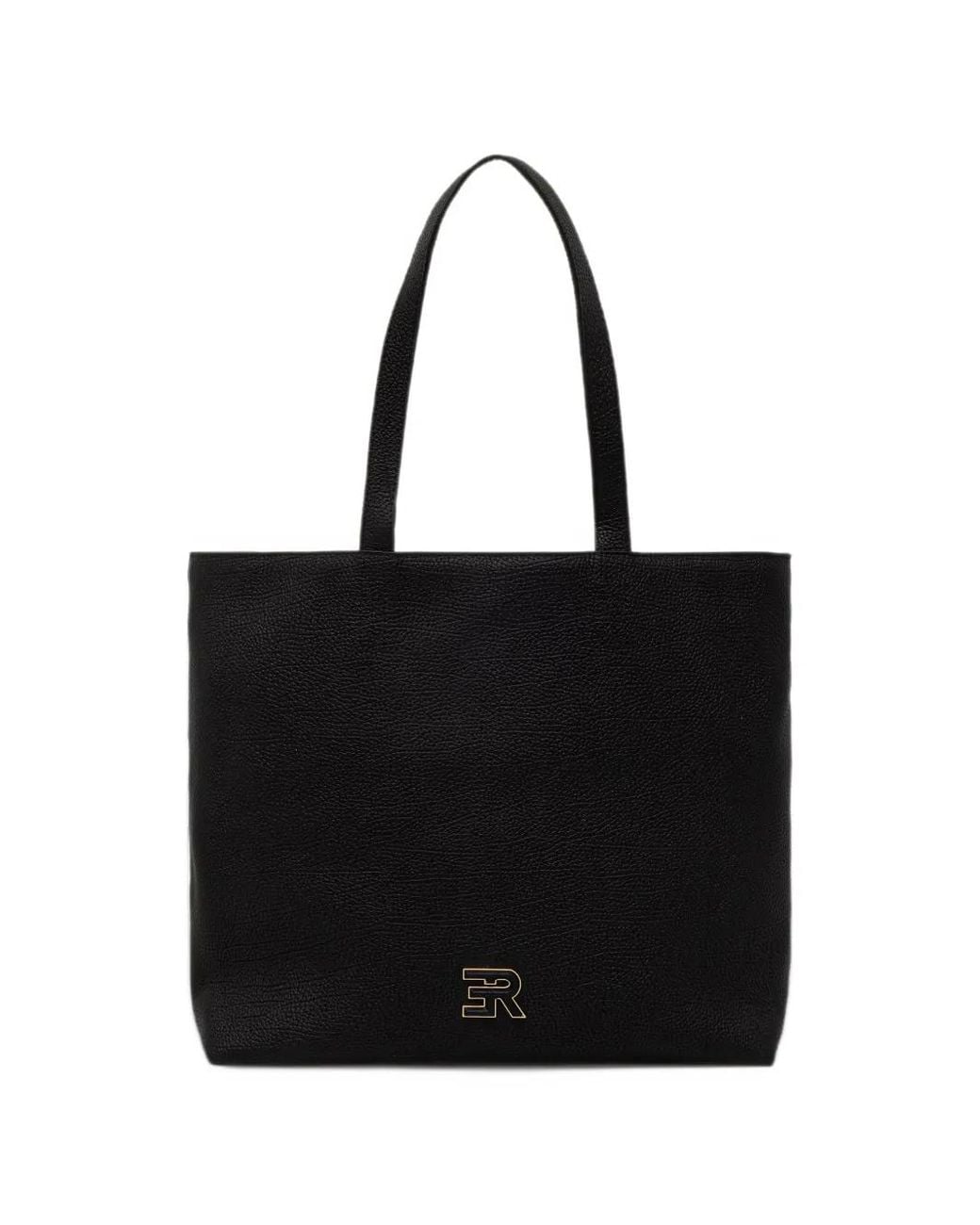 ERMANNO FIRENZE Black Logo-Plaque Reversible Tote Bag