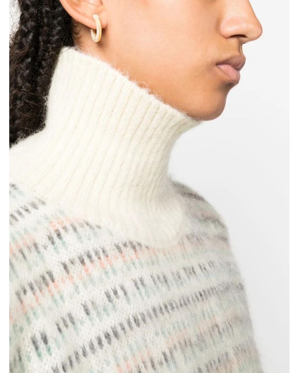 Alysi White Pullover Mit Intarsienmuster