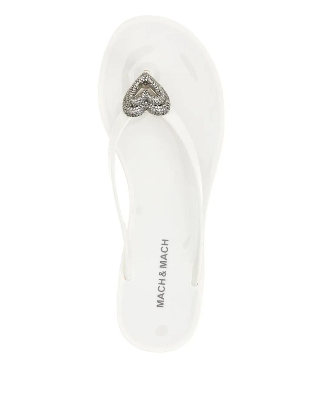 Mach & Mach White Double Heart Flip Flops