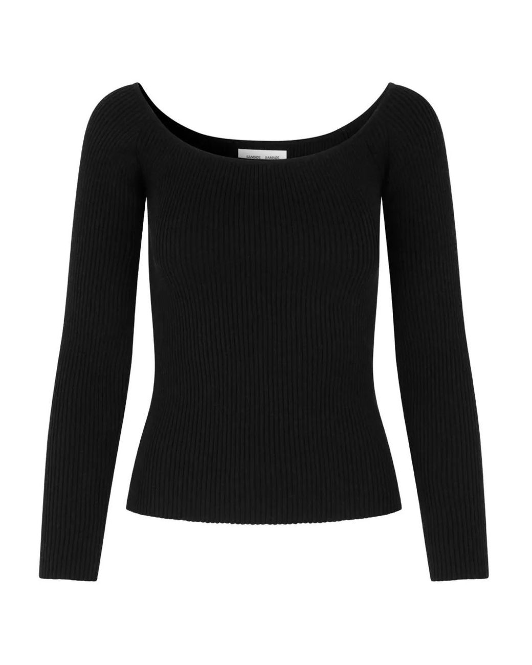 Samsøe & Samsøe Black Ribbed Scoop-Neck Top