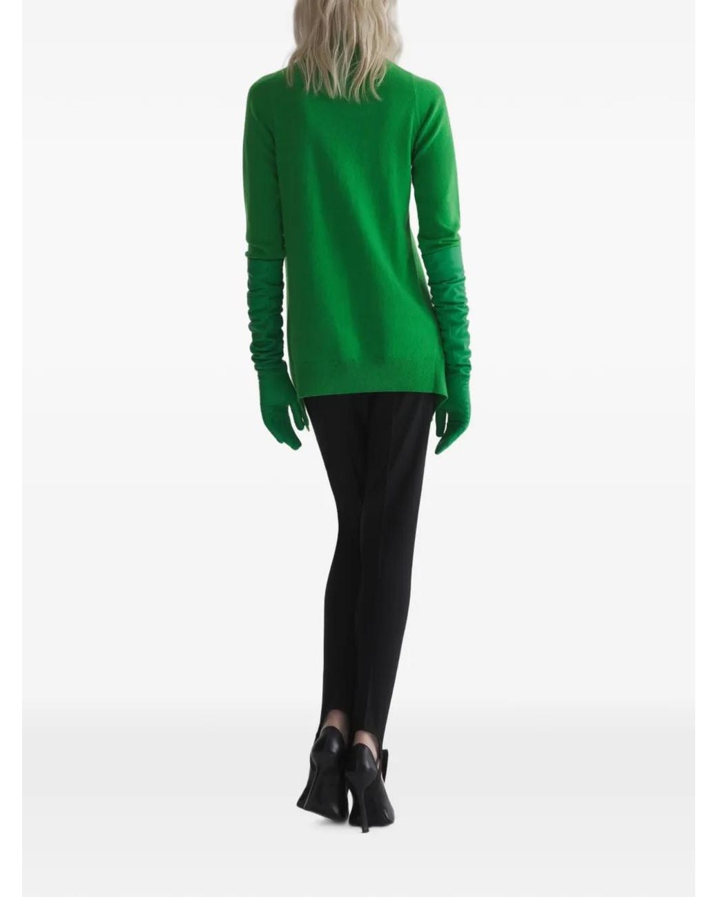 Mugler Green Cashmere Open Cardigan