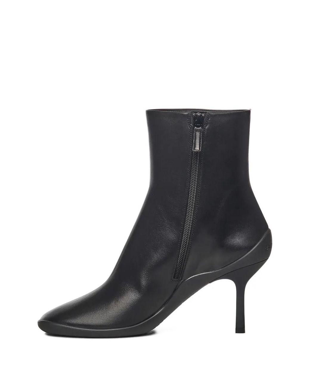 Balenciaga Black 80Mm Square-Toe Leather Boots
