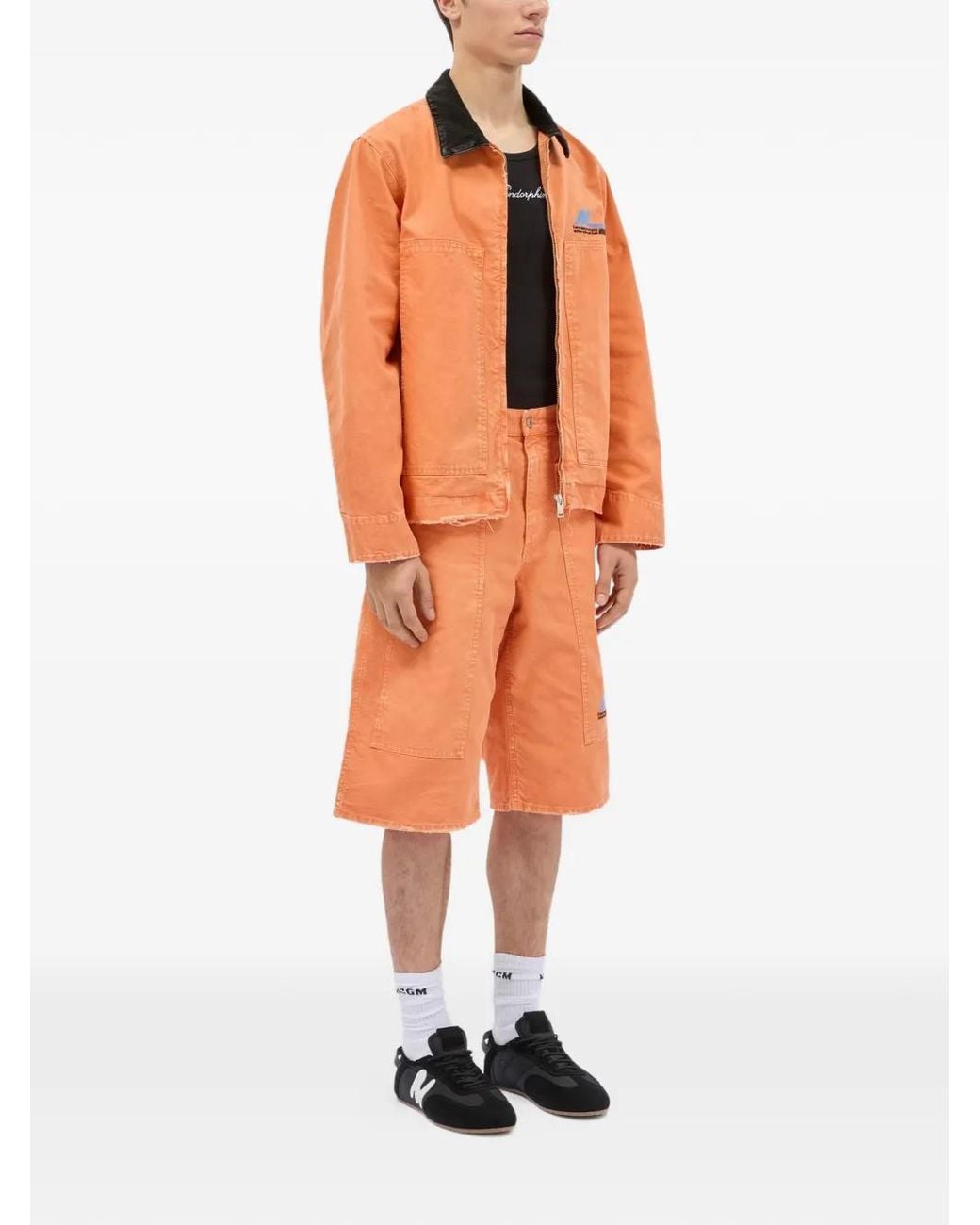 MSGM Orange Collar Denim Jacket for men
