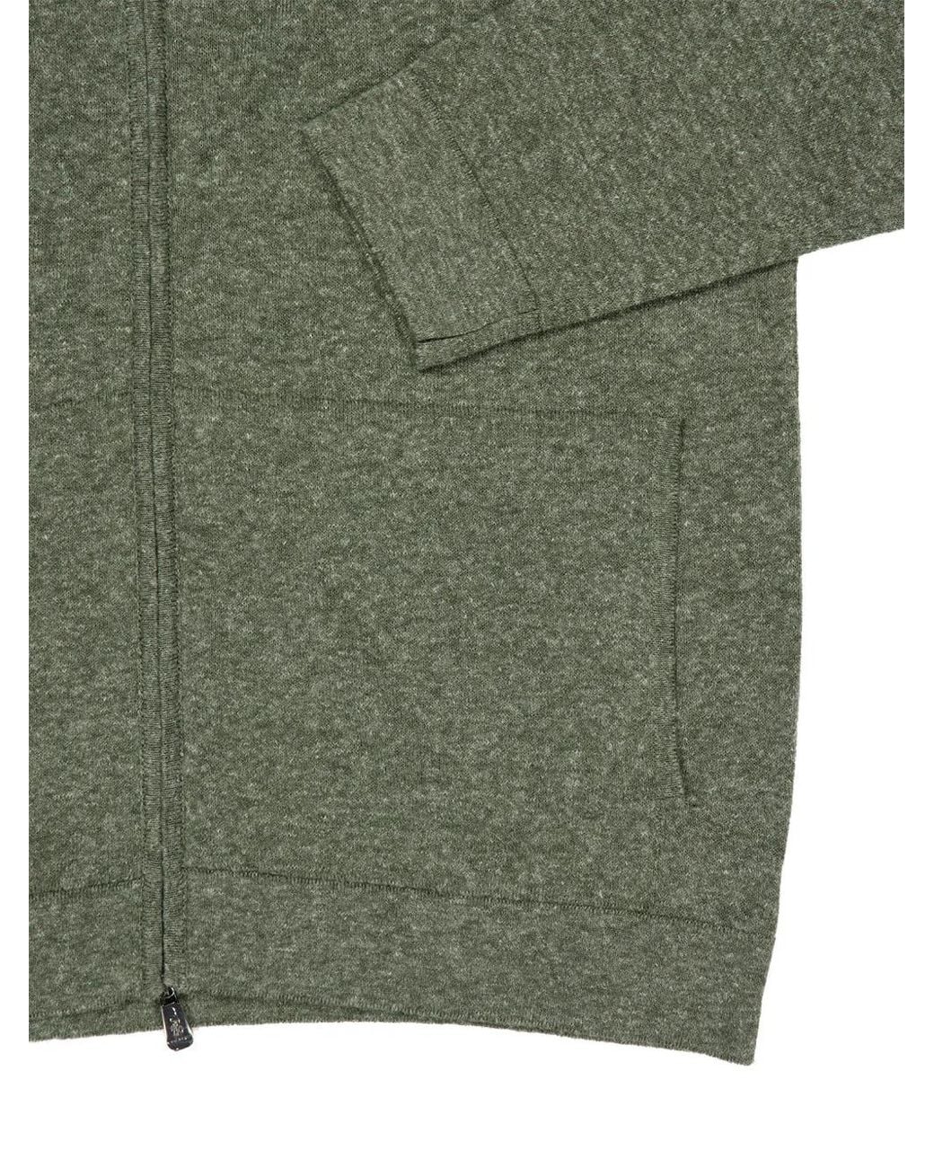 Piacenza Cashmere Green Zip-Up Knitted Cardigan for men