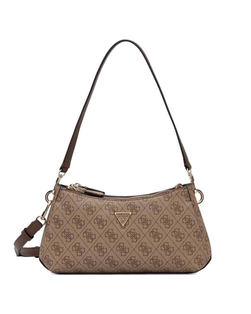 Guess Brown Noelle Monogram-Print Shoulder Bag