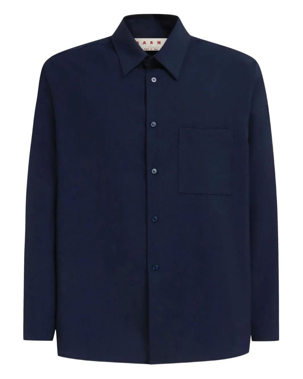 Marni Blue Deep Tropical Wool Long-Sleeved Shirt for men