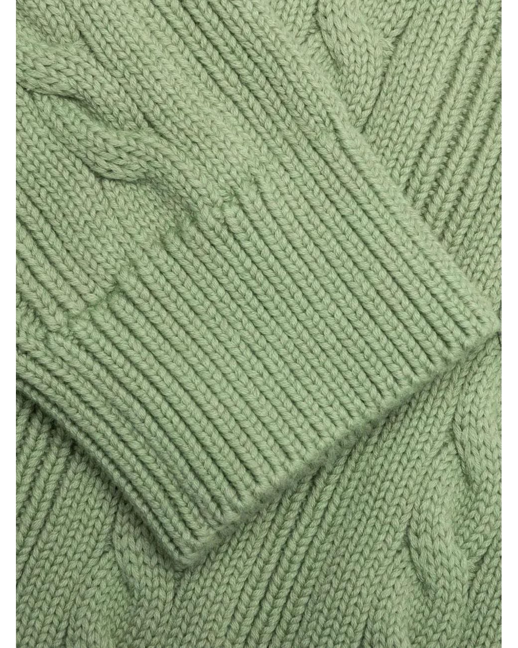 Advisory Board Crystals Green Cable-Knit Crew-Neck Sweater for men