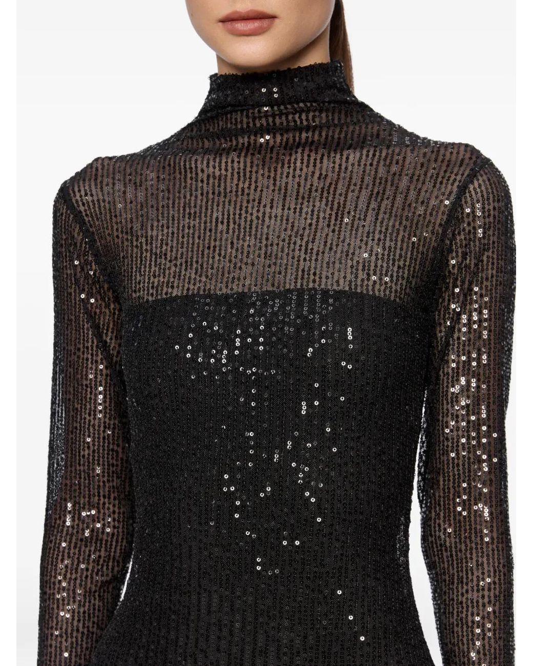 Atu Body Couture Black Sequined Mermaid Maxi Dress