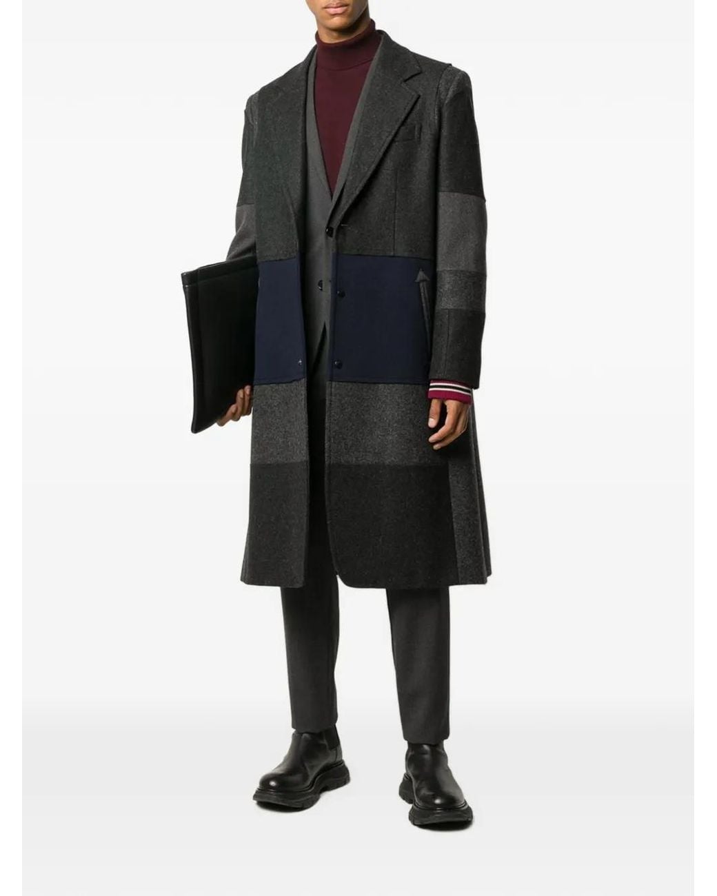 Valentino Garavani Black Patchwork Re-Sew Coat for men