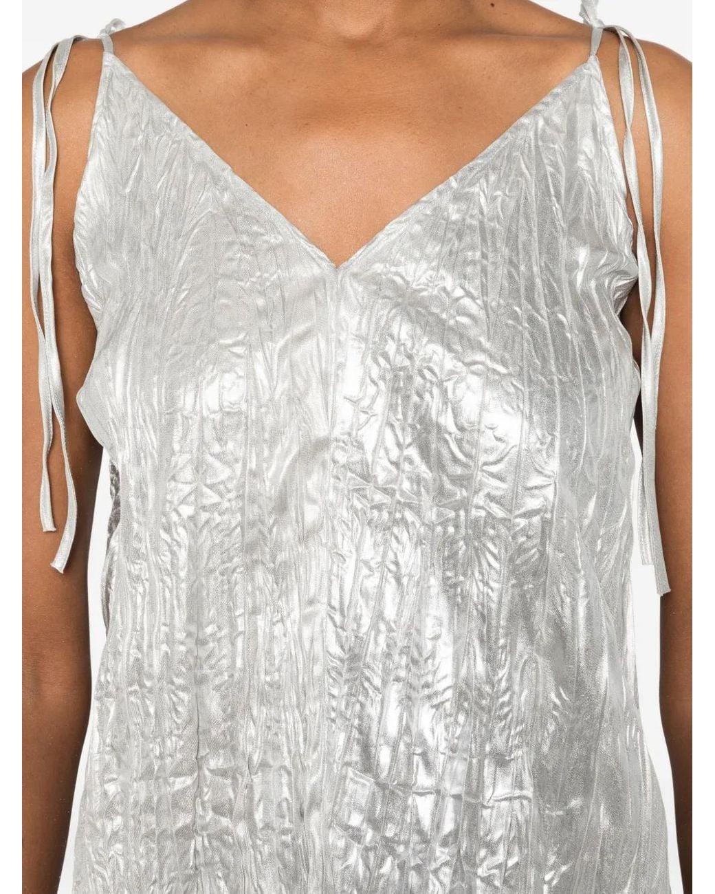 Marques'Almeida White Crinkled Slip Dress