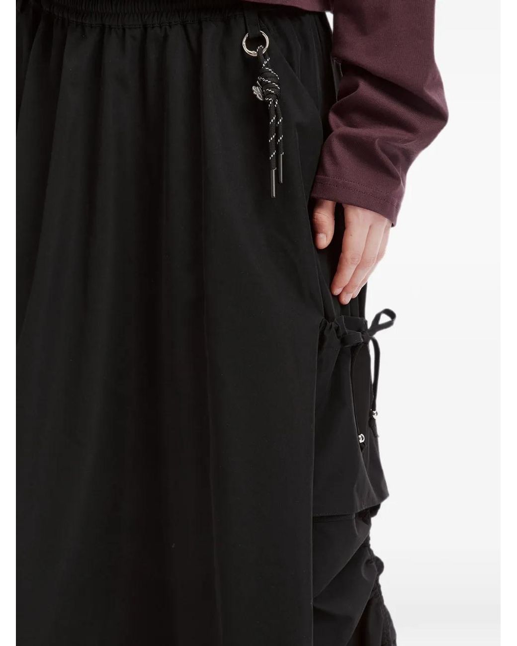 Izzue Black Ruched-Sides Cargo Maxi Skirt
