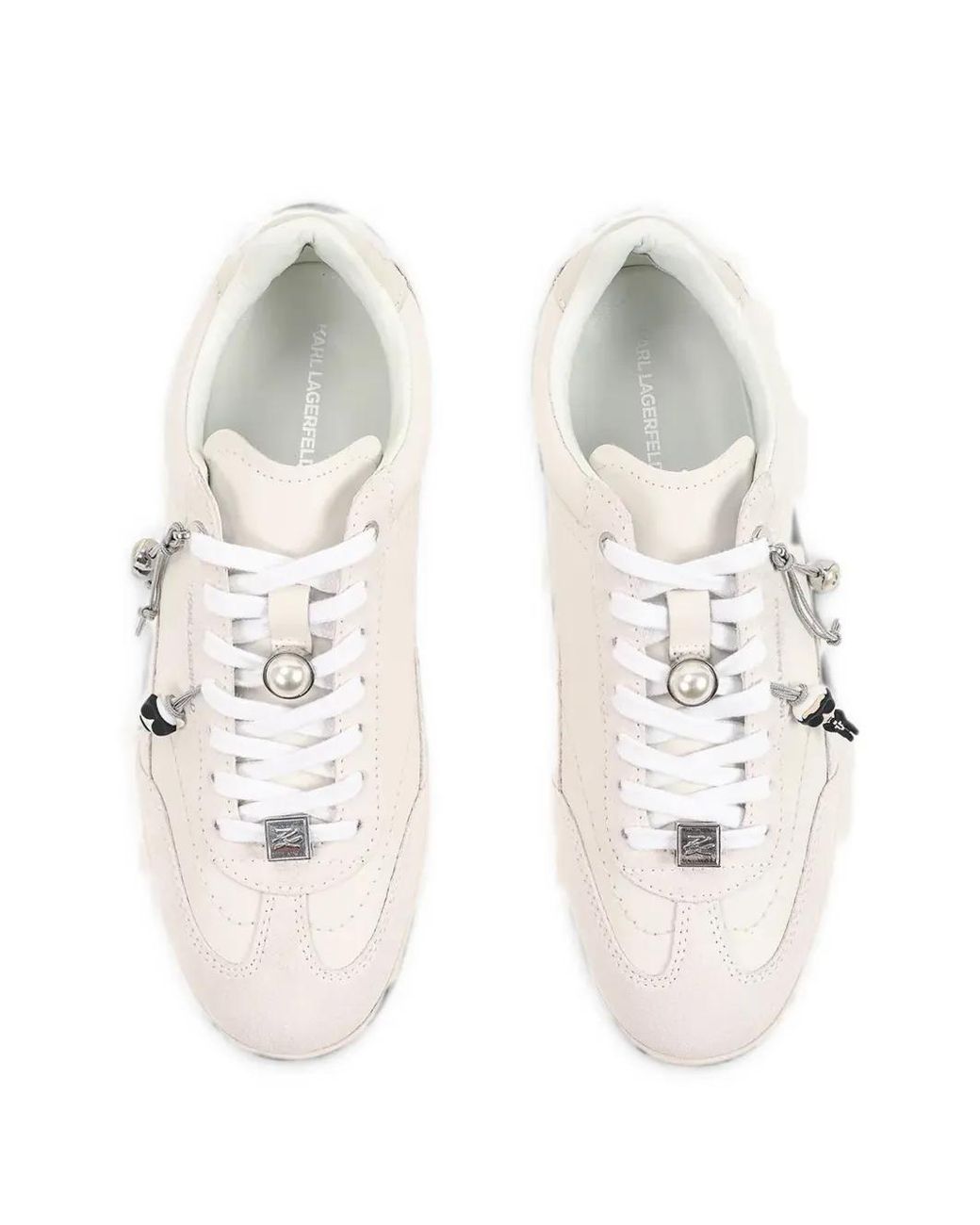 Karl Lagerfeld White Baskets À Empiècements Et Ornements
