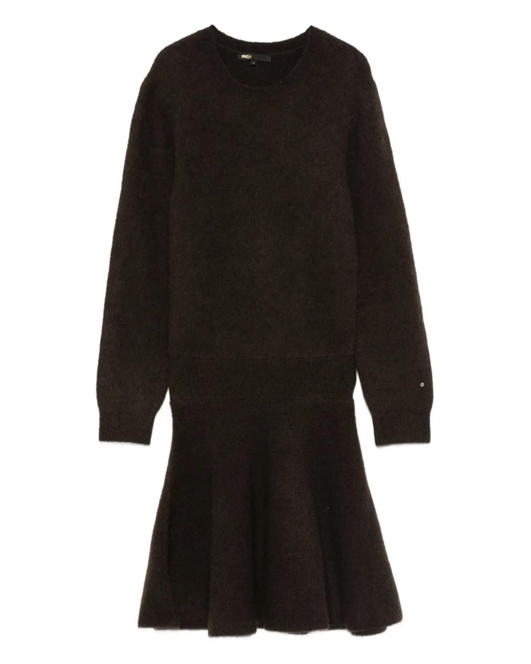 kallan knit dress - brown Scooped Neck Sleeved Ribbed Knit Dress in Camel main image 0