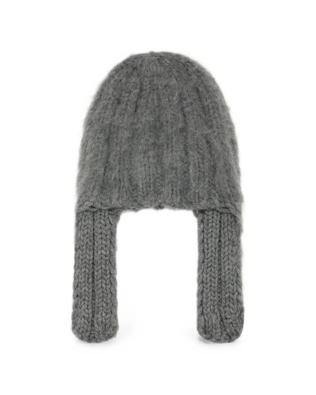 Maison Margiela Gray Ribbed Beanie Hat for men