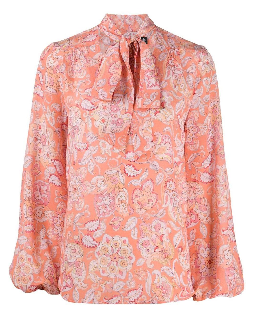 RIXO London Silk Moss Floral Print Tied-neck Blouse in Pink - Lyst