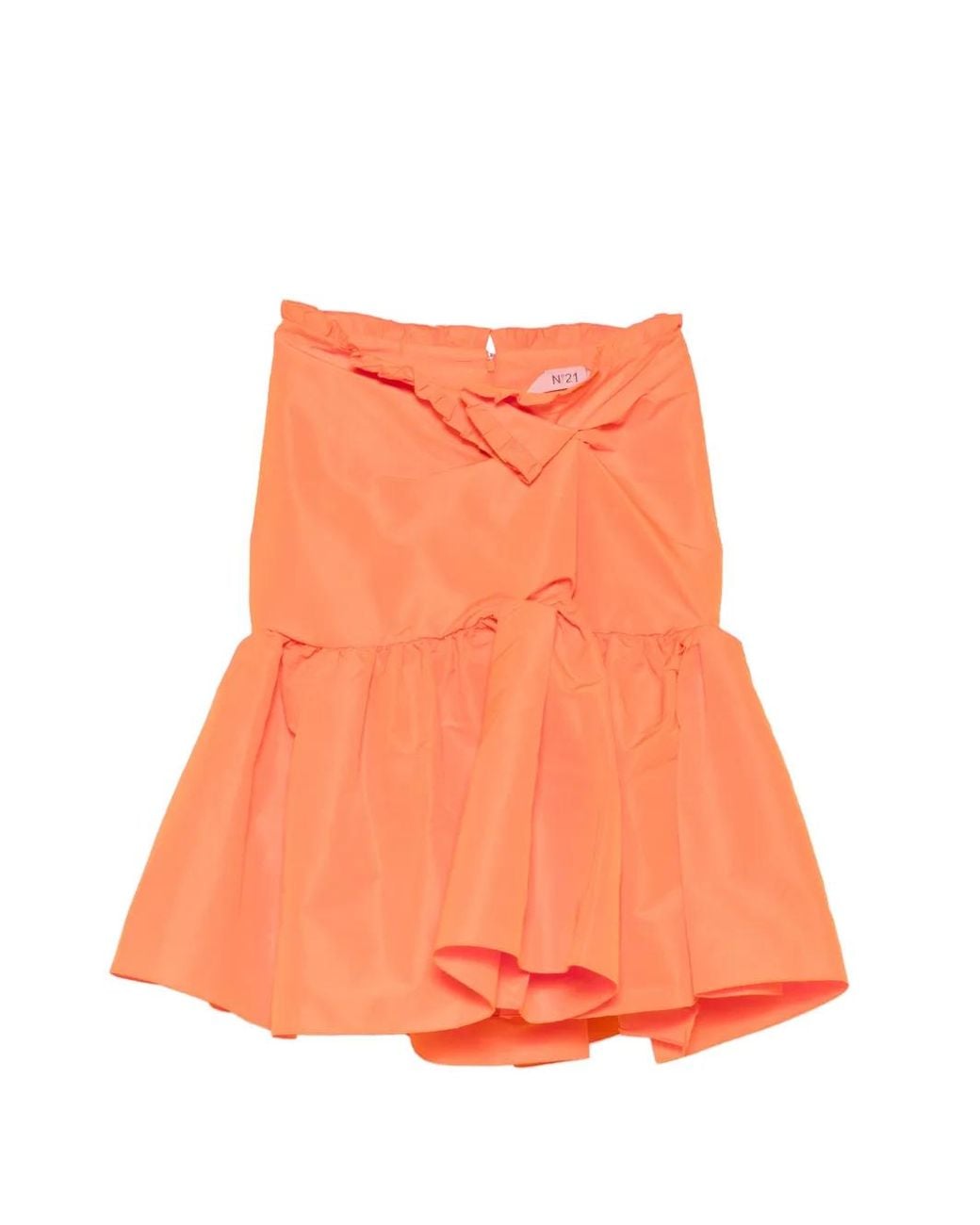 N°21 Orange Ruffled-Trim Knotted Skirt