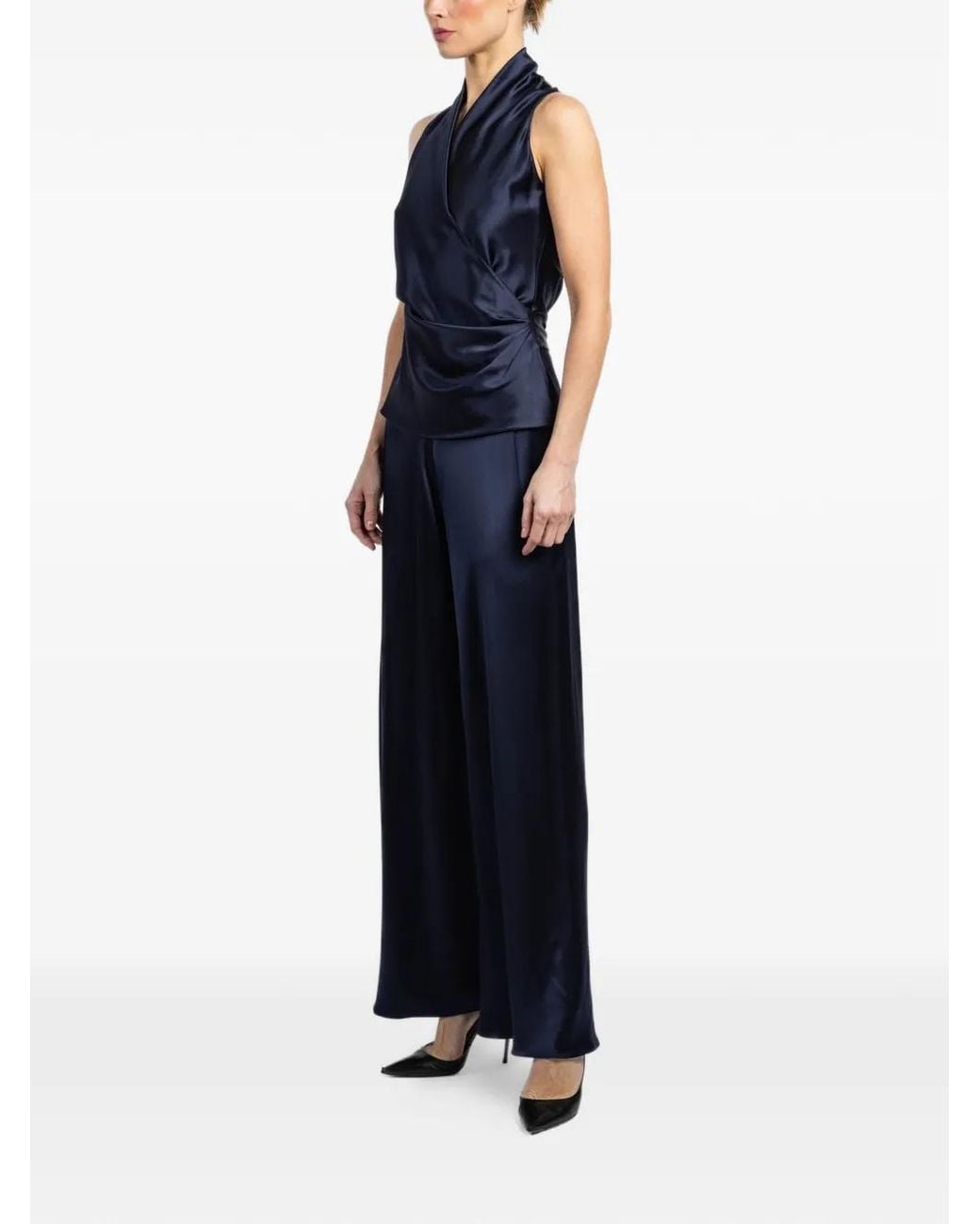 Peter Cohen Blue Wrap Tie Top