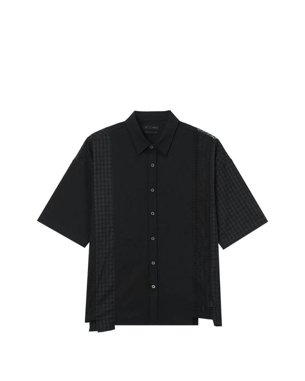 FIVE CM Black Check-Panel Short-Sleeve Shirt for men