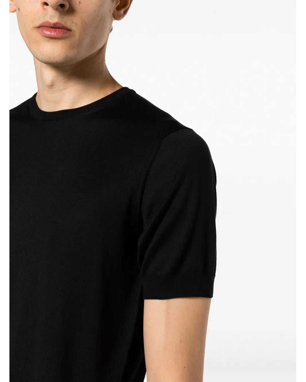 Giorgio Armani Black Fine-Knit T-Shirt for men
