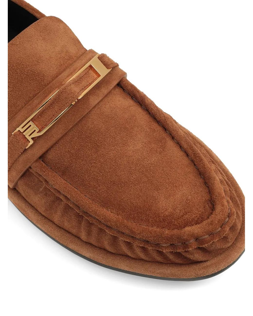 Sergio Rossi Brown Bitt Logo-Plaque Loafers