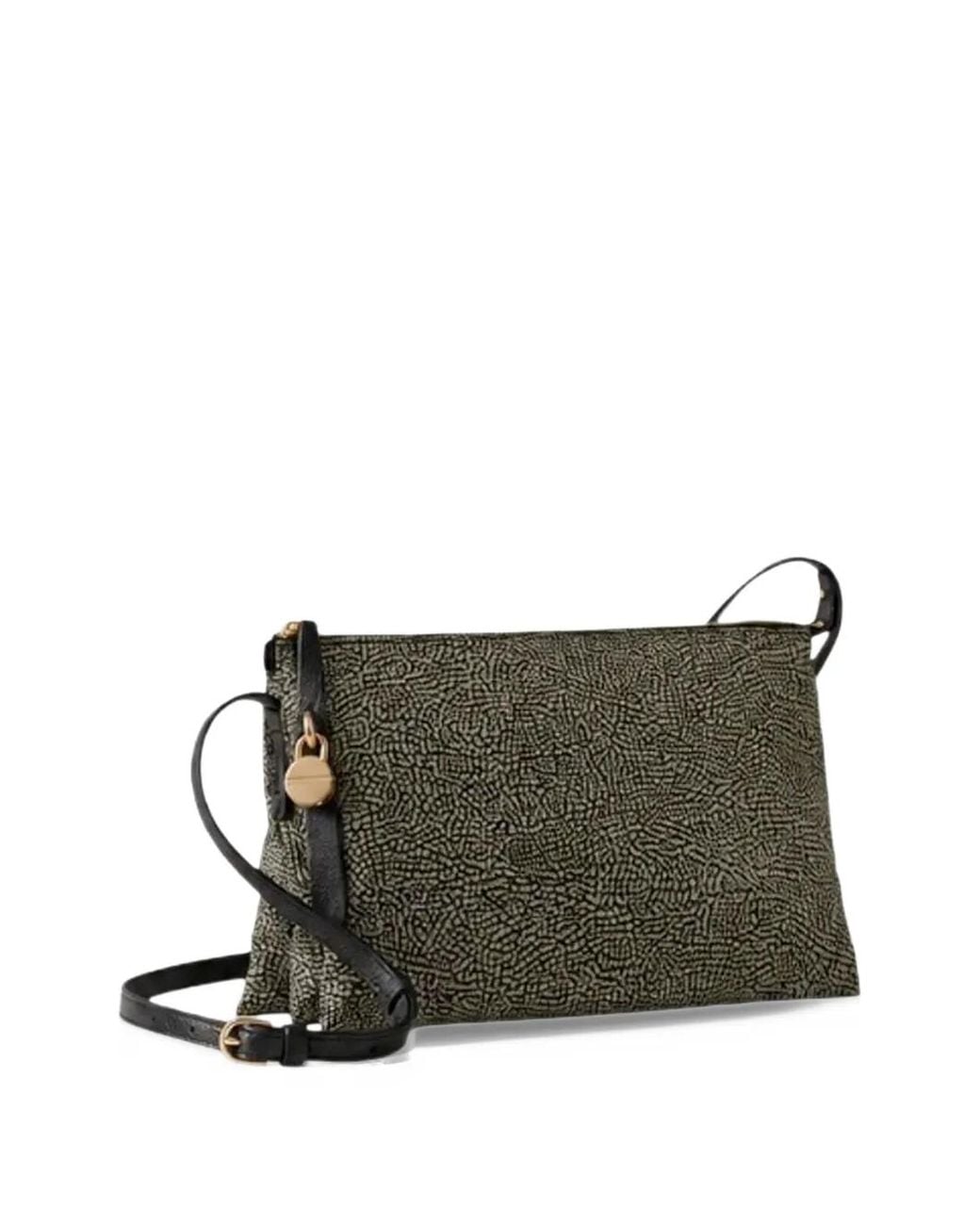 Borbonese Gray Medium O.P. Print Shoulder Bag